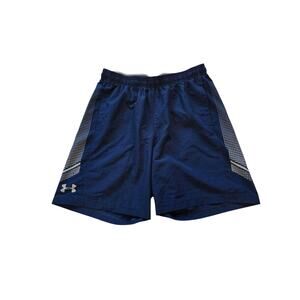 Under Armour blue and silver basketball shorts with pockets, size large